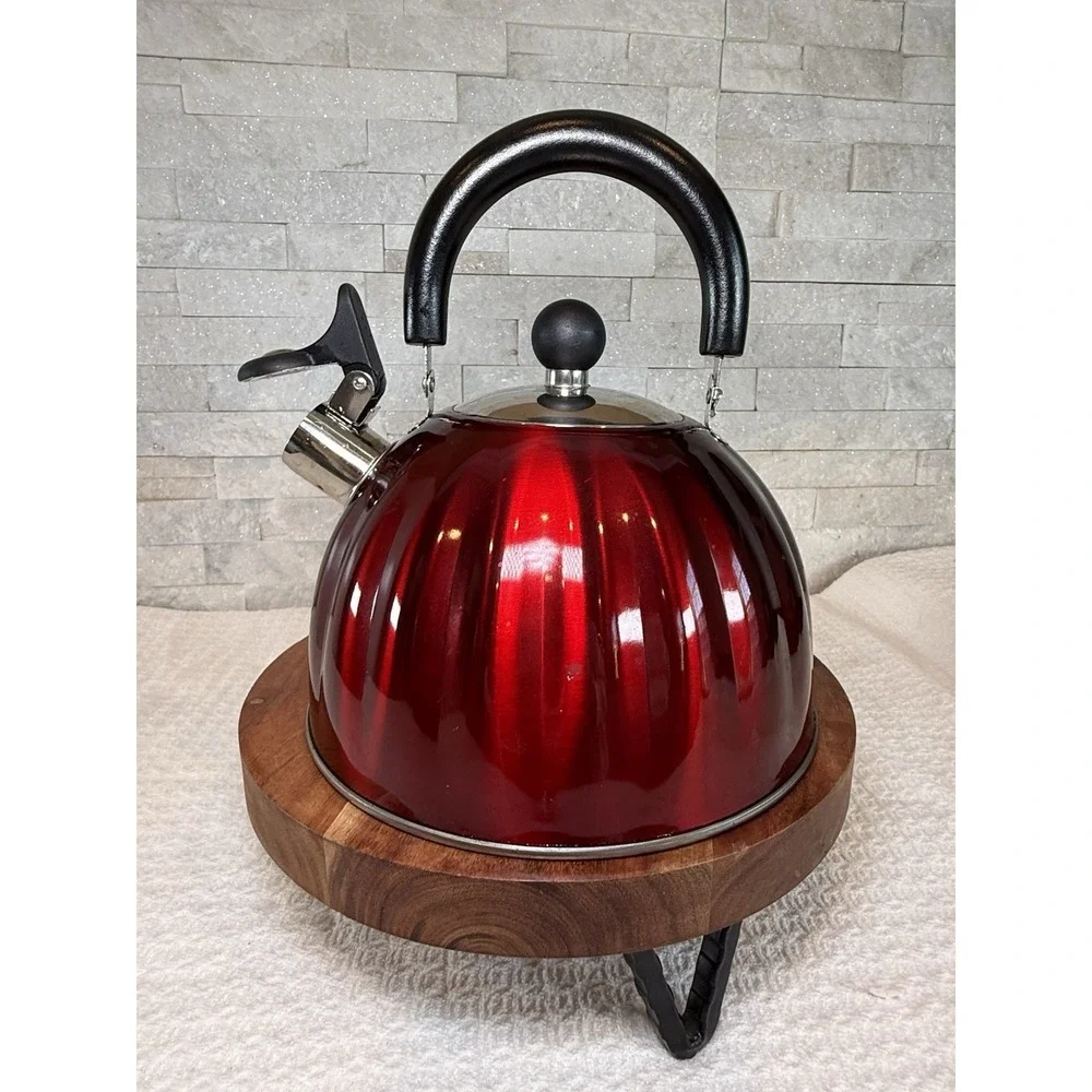 Mr. Coffee Twining 2.1 Quart Pumpkin Shaped Stainless Steel Whistling Tea